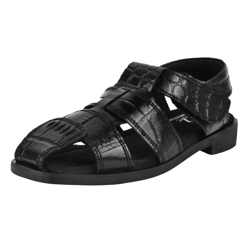 LIBERTYZENO Boys Closed Toe Crocodile Print Genuine Leather Fishermen sa…